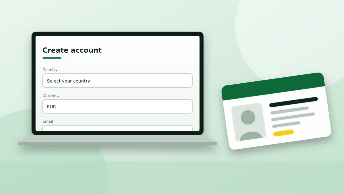 Laptop with a sign-up form next to an identity card